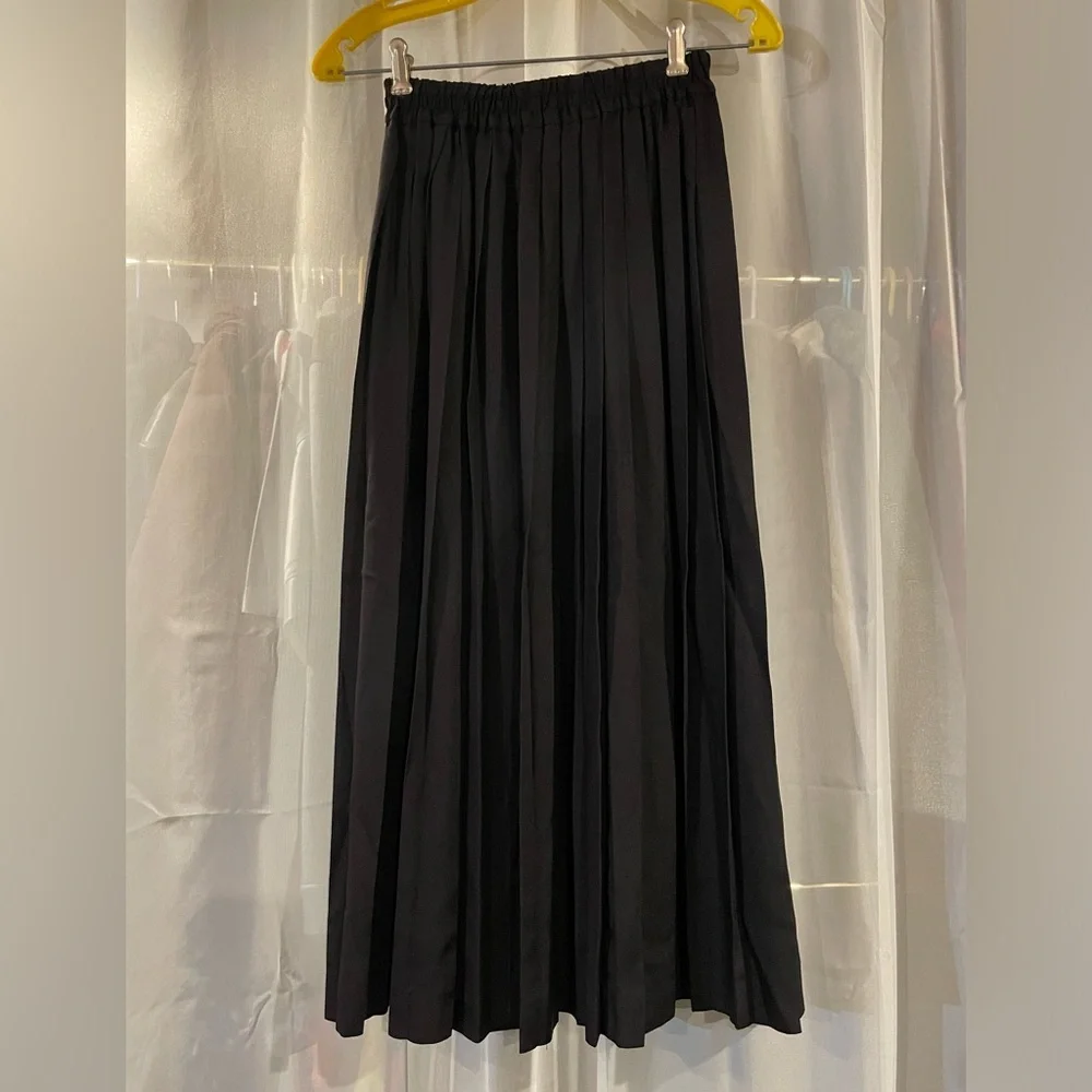 Vintage Clio Black Pleated Stretch Maxi Skirt